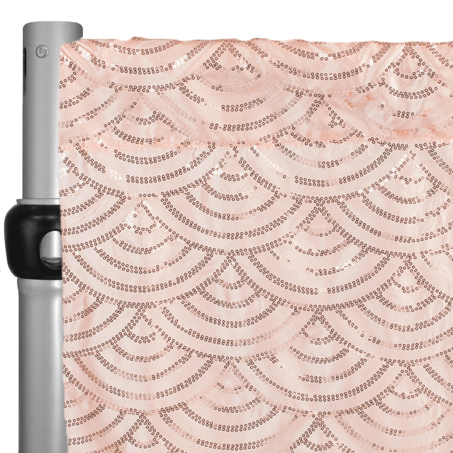 Blush/Rose Gold Mermaid Sequin Backdrop Curtain W/ 4" Rod Pocket By Eastern Mills - 10ft Long X 4.5ft Wide 3 Blush/Rose Gold Mermaid Sequin Backdrop Curtain W/ 4" Rod Pocket By Eastern Mills - 10ft Long X 4.5ft Wide