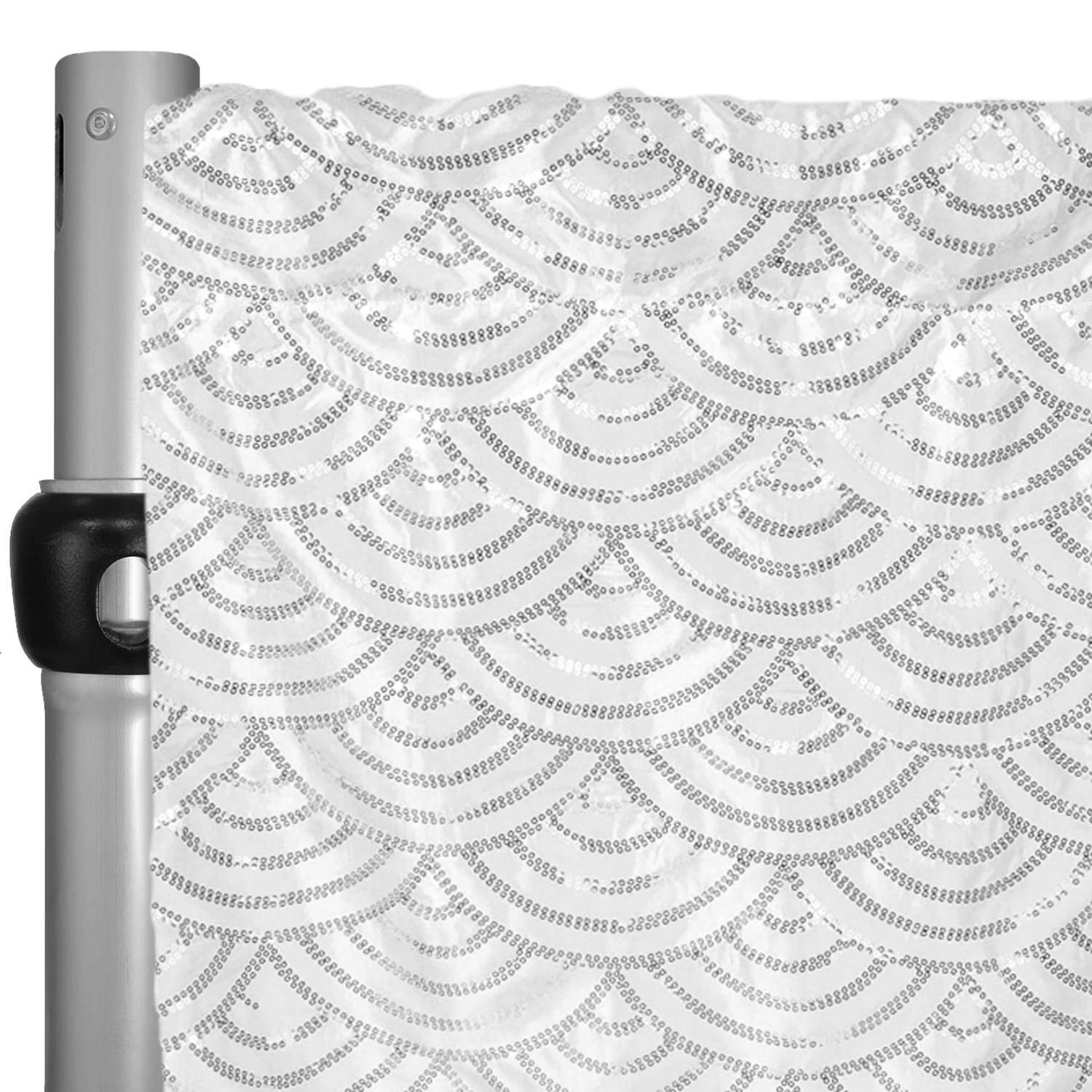 White Mermaid Sequin Backdrop Curtain W/ 4" Rod Pocket By Eastern Mills - 8ft Long X 4.5ft Wide 3 White Mermaid Sequin Backdrop Curtain W/ 4" Rod Pocket By Eastern Mills - 8ft Long X 4.5ft Wide