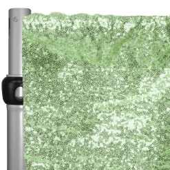 Mint Green Sequin Backdrop Curtain W/ 4" Rod Pocket By Eastern Mills - 10ft Long X 4.5ft Wide