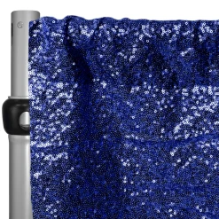 Navy Blue Sequin Backdrop Curtain W/ 4" Rod Pocket By Eastern Mills - 12ft Long X 4.5ft Wide