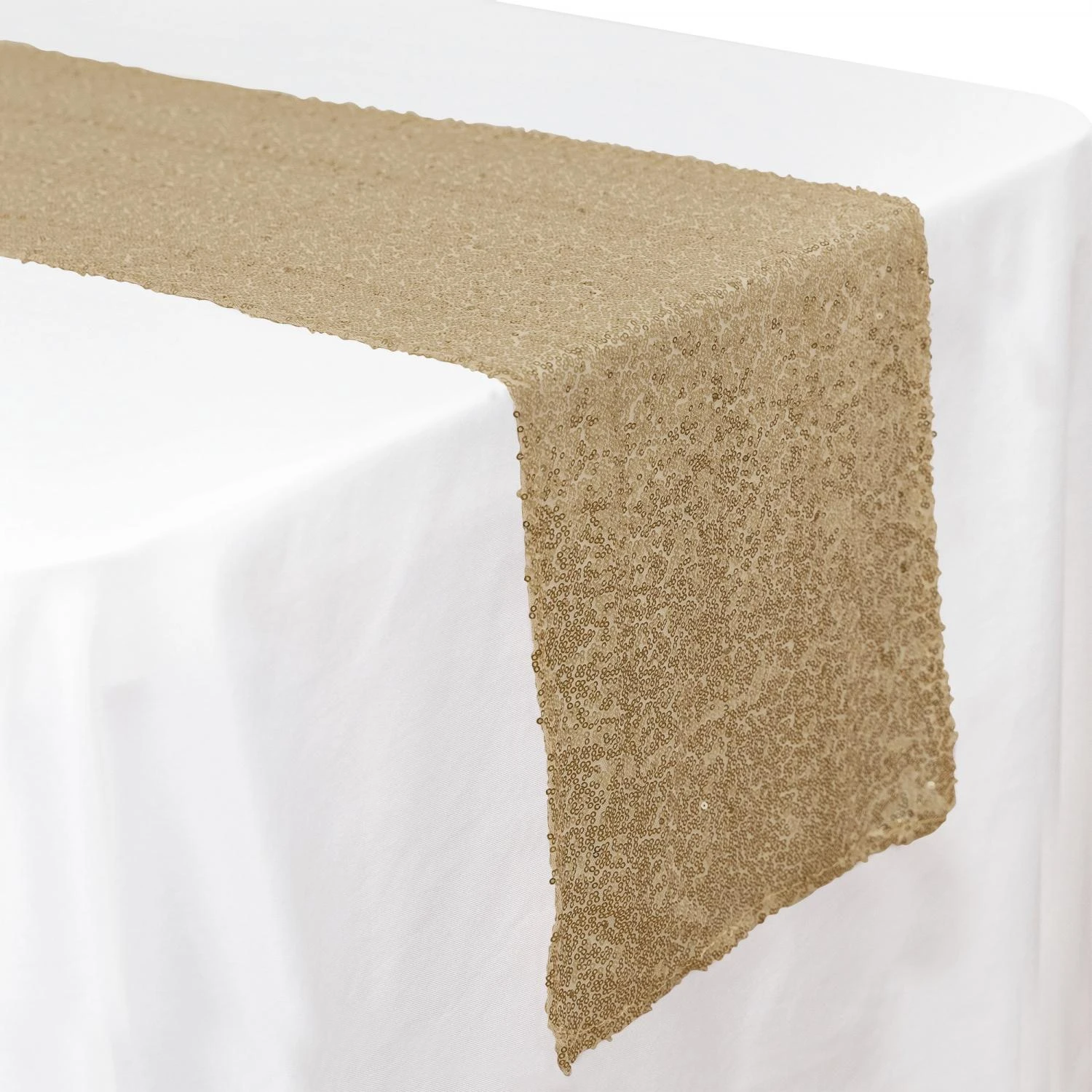 Economy Sequin Table Runner 12" X 108" - 6 Pieces - Champagne 3 Economy Sequin Table Runner 12" X 108" - 6 Pieces - Champagne