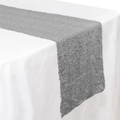 Economy Sequin Table Runner 12" X 108" - 6 Pieces - Silver