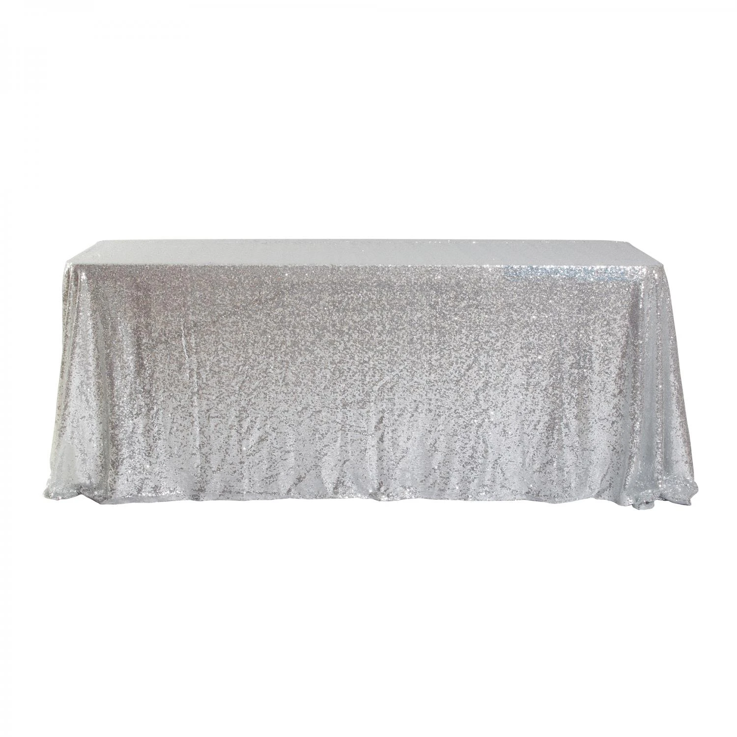 Economy Rectangle Sequin Table Cover 60" X 102" - Silver 3 Economy Rectangle Sequin Table Cover 60" X 102" - Silver