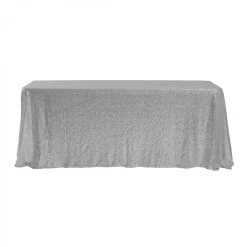 Economy Rectangle Sequin Table Cover 90" X 156" - Silver