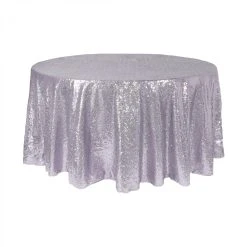 Economy Round Sequin Table Cover 120" - White Iridescent