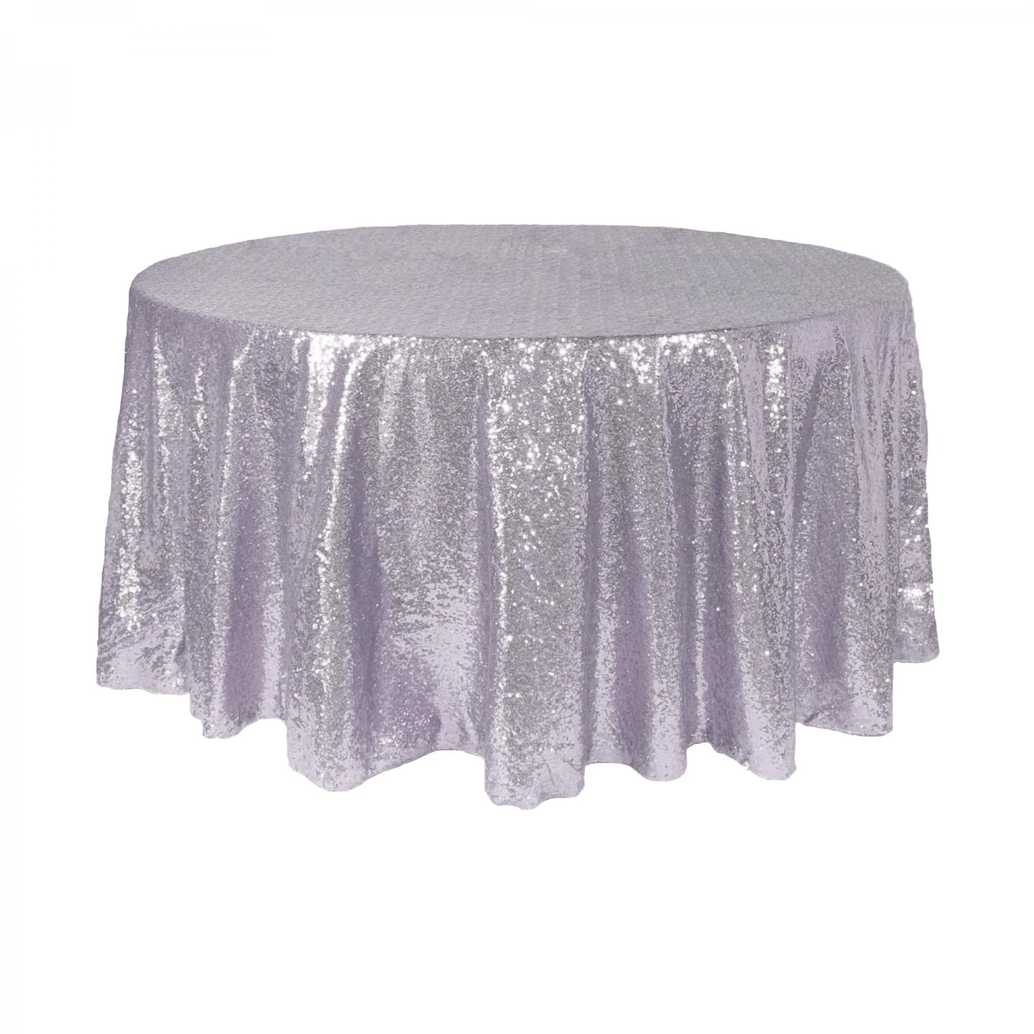 Economy Round Sequin Table Cover 120" - White Iridescent 3 Economy Round Sequin Table Cover 120" - White Iridescent
