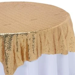 Economy Sequin Overlay 72" X 72" - Champagne