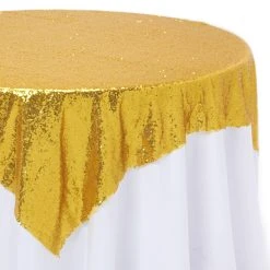 Economy Sequin Overlay 72" X 72" - Gold
