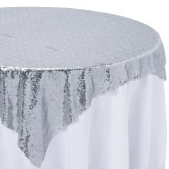 Economy Sequin Overlay 72" X 72" - Silver