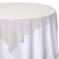 Economy Sequin Overlay 72" X 72" - White Iridescent