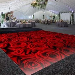 Premium Vinyl Dance Floor Wrap Custom Size - Romance Ruby Rosetta