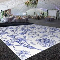 Premium Vinyl Dance Floor Wrap Custom Size - Classical Blue Bliss