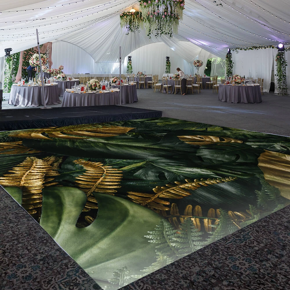 Premium Vinyl Dance Floor Wrap Custom Size - Tropical Gold Oasis 3 Premium Vinyl Dance Floor Wrap Custom Size - Tropical Gold Oasis