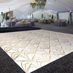 Premium Vinyl Dance Floor Wrap Custom Size - Geometric Dorado