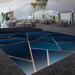 Premium Vinyl Dance Floor Wrap Custom Size - Geometric Blue Tri