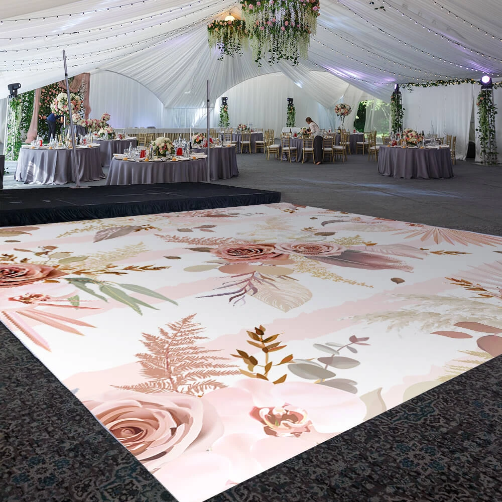Premium Vinyl Dance Floor Wrap Custom Size - Boho Rose Femme 3 Premium Vinyl Dance Floor Wrap Custom Size - Boho Rose Femme