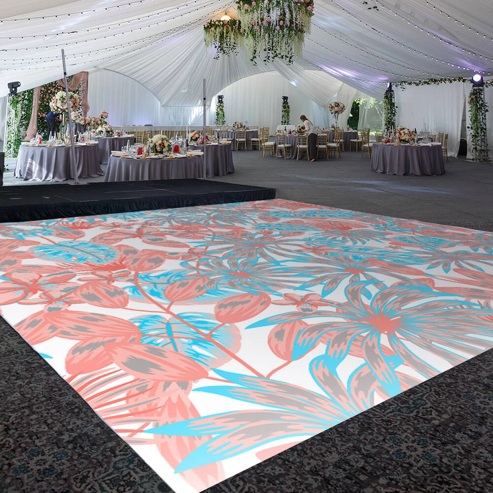 Premium Vinyl Dance Floor Wrap Custom Size - Eclectic Botanical Hues 3 Premium Vinyl Dance Floor Wrap Custom Size - Eclectic Botanical Hues