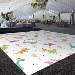 Premium Vinyl Dance Floor Wrap Custom Size - Boys Birthday Dino Party