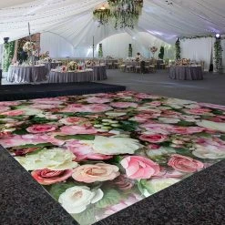 Premium Vinyl Dance Floor Wrap Custom Size - Romance Rose Garden