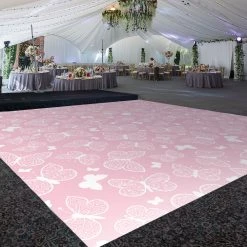 Premium Vinyl Dance Floor Wrap Custom Size - Children's Birthday Butterflies Rose