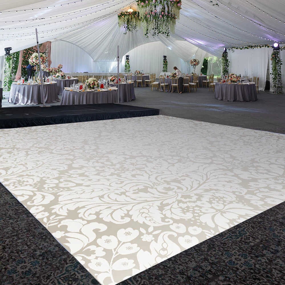 Premium Vinyl Dance Floor Wrap Custom Size - Classical Neutral Damask 3 Premium Vinyl Dance Floor Wrap Custom Size - Classical Neutral Damask