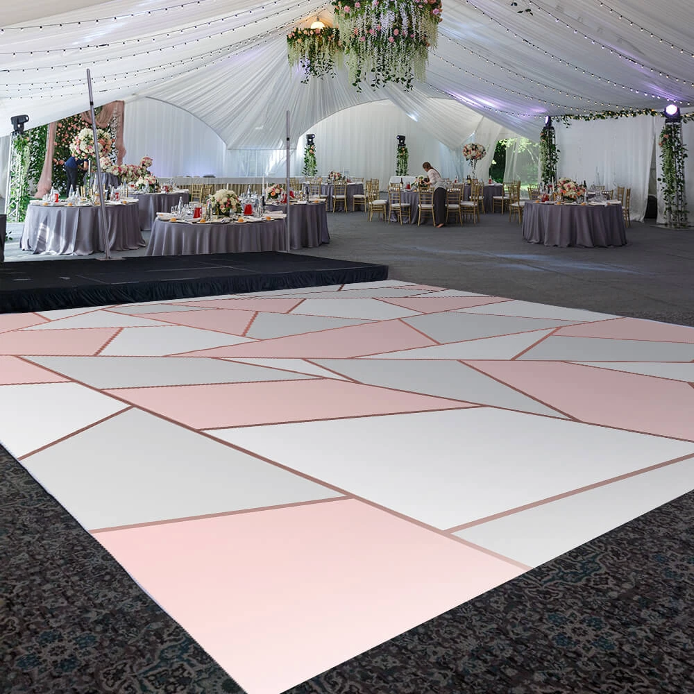 Premium Vinyl Dance Floor Wrap Custom Size - Geometric Rose Neutral 3 Premium Vinyl Dance Floor Wrap Custom Size - Geometric Rose Neutral