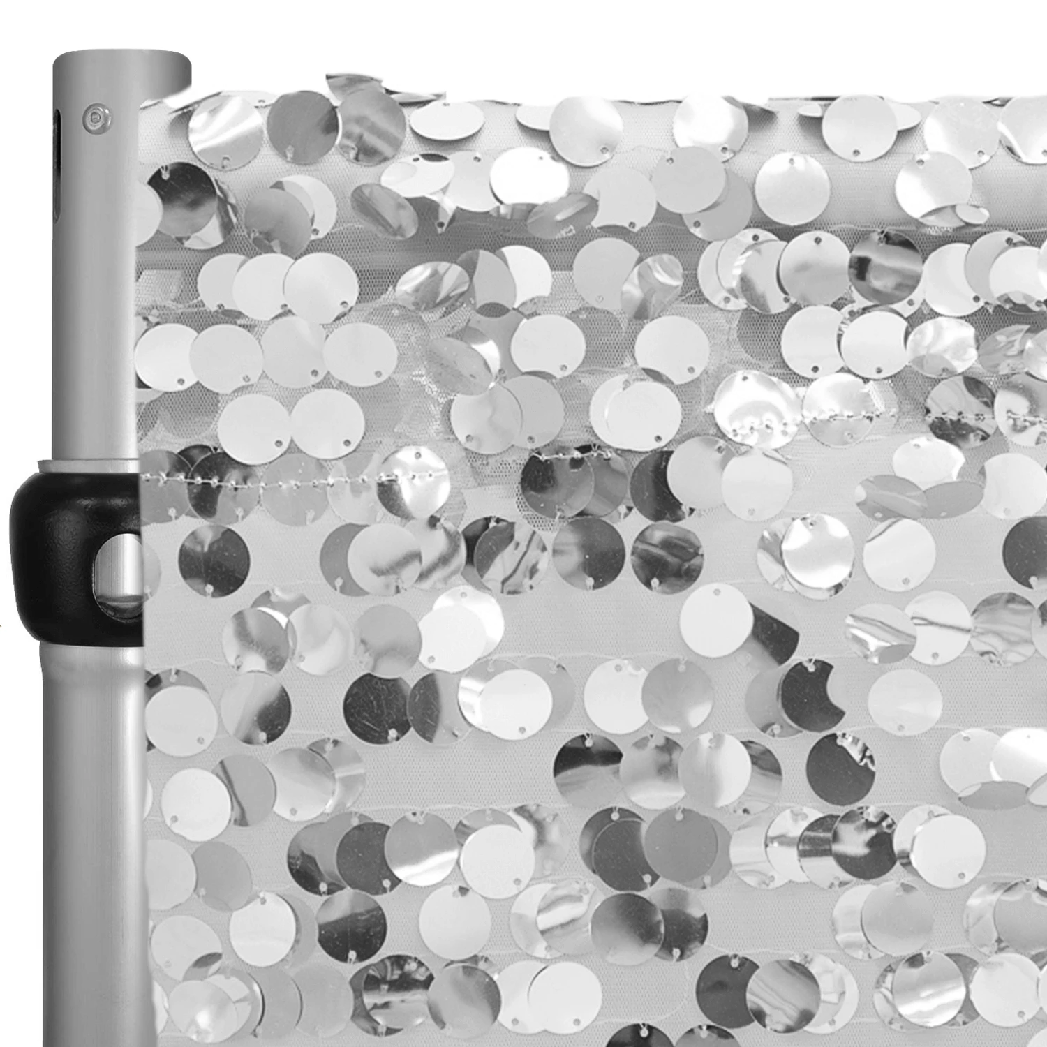Silver Payette Sequin Backdrop Curtain W/ 4" Rod Pocket By Eastern Mills - 12ft Long X 4.5ft Wide 3 Silver Payette Sequin Backdrop Curtain W/ 4" Rod Pocket By Eastern Mills - 12ft Long X 4.5ft Wide