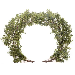 Green Round Eucalyptus Leaf Wedding Ceremony Arch W/ Interchangeable Branches - 8 Feet Tall