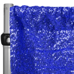 Royal Blue Sequin Backdrop Curtain W/ 4" Rod Pocket By Eastern Mills - 12ft Long X 4.5ft Wide