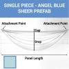 Single Piece - Angel Blue Sheer Prefabricated Ceiling Drape Panel - Choose Length And Drop! -Event Decoration Sales Shop SINGLE PANEL ANGEL BLUE SHEER PREFAB 1