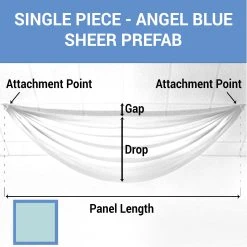 Single Piece - Angel Blue Sheer Prefabricated Ceiling Drape Panel - Choose Length And Drop!