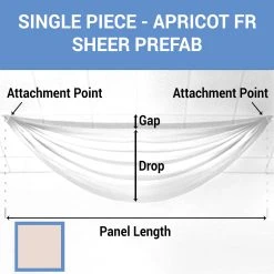 Single Piece -Apricot FR Sheer Prefabricated Ceiling Drape Panel - Choose Length And Drop!