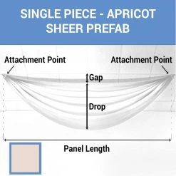 Single Piece - Apricot Cream Sheer Prefabricated Ceiling Drape Panel - Choose Length And Drop!