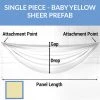 Single Piece -Butter Yellow FR Sheer Prefabricated Ceiling Drape Panel - Choose Length And Drop!