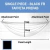 Single Piece - Black Taffeta Prefabricated Ceiling Drape Panel - Choose Length And Drop! -Event Decoration Sales Shop SINGLE PANEL BLACK FR TAFFETA PREFAB 1