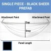 Single Piece - Black Sheer Prefabricated Ceiling Drape Panel - Choose Length And Drop! -Event Decoration Sales Shop SINGLE PANEL BLACK SHEER PREFAB 1