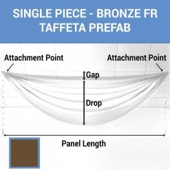Single Piece - Bronze Taffeta Prefabricated Ceiling Drape Panel - Choose Length And Drop!