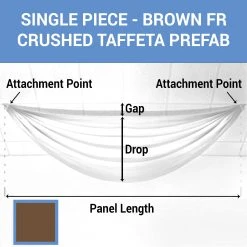 Single Piece - Brown Crushed Taffeta Prefabricated Ceiling Drape Panel - Choose Length And Drop!