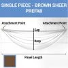 Single Piece - Brown Sheer Prefabricated Ceiling Drape Panel - Choose Length And Drop!