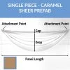 Single Piece -Caramel FR Sheer Prefabricated Ceiling Drape Panel - Choose Length And Drop! -Event Decoration Sales Shop SINGLE PANEL CARAMEL SHEER PREFAB 1 1