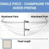 Single Piece -Champagne FR Sheer Prefabricated Ceiling Drape Panel - Choose Length And Drop! -Event Decoration Sales Shop SINGLE PANEL CHAMPAGNE FR SHEER PREFAB 1