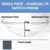 Single Piece - Charcoal Taffeta Prefabricated Ceiling Drape Panel - Choose Length And Drop! 1 Single Piece - Charcoal Taffeta Prefabricated Ceiling Drape Panel - Choose Length And Drop! -Event Decoration Sales Shop SINGLE PANEL CHARCOAL FR TAFFETA PREFAB 1