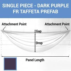 Single Piece - Dark Purple Taffeta Prefabricated Ceiling Drape Panel - Choose Length And Drop!
