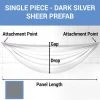 Single Piece - Dark Silver Sheer Prefabricated Ceiling Drape Panel - Choose Length And Drop! -Event Decoration Sales Shop SINGLE PANEL DARK SILVER SHEER PREFAB 3