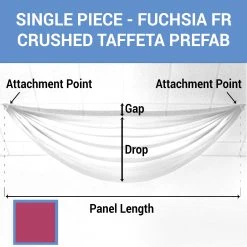 Single Piece - Fuchsia Crushed Taffeta Prefabricated Ceiling Drape Panel - Choose Length And Drop!