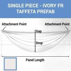 Single Piece - Ivory Taffeta Prefabricated Ceiling Drape Panel - Choose Length And Drop!