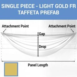 Single Piece - Light Gold Taffeta Prefabricated Ceiling Drape Panel - Choose Length And Drop!