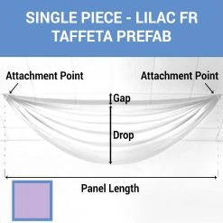 Single Piece - Lilac Taffeta Prefabricated Ceiling Drape Panel - Choose Length And Drop!