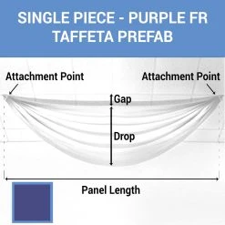 Single Piece - Purple Taffeta Prefabricated Ceiling Drape Panel - Choose Length And Drop!