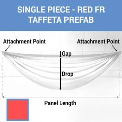 Single Piece - Red Taffeta Prefabricated Ceiling Drape Panel - Choose Length And Drop!